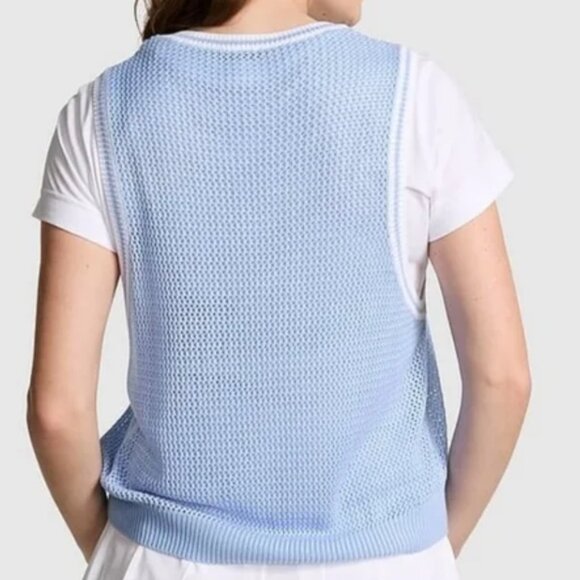 PINK Victoria’s Secret Light Blue Women’s Cambridge Preppy School Knit Vest M - Picture 3 of 10